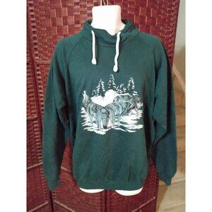 Vintage Wolf Print Sweatshirt 90s Mock Neck Adult XXL Wolves Nature Unisex